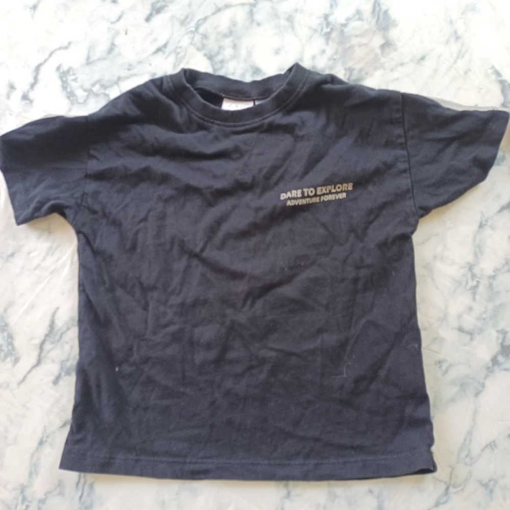 Zara T-Shirt Kids 2-3Y Black Dare To Explore Graphic Stripe Tee Unisex Gorpcore